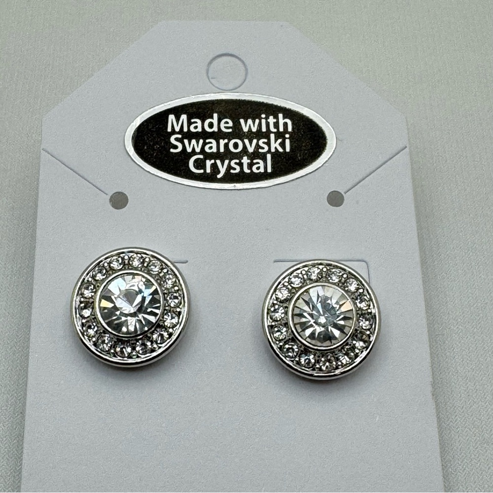 Swarovski Crystal Elements Halo Stud Round Art Deco Earrings Glam